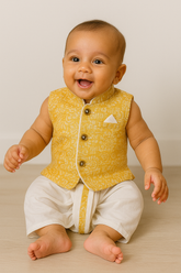 Golden Yellow Bloom Festive Dhoti Set